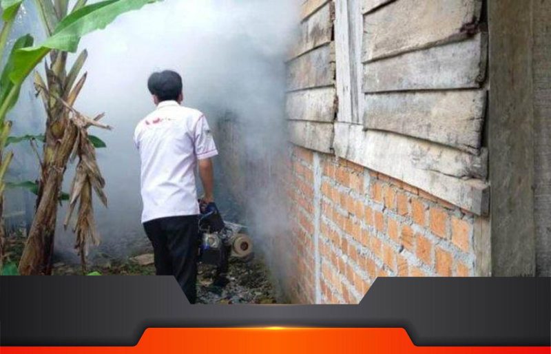 Petugas kesehatan melakukan fogging guna menekan maraknya kasus DBD di Mesuji