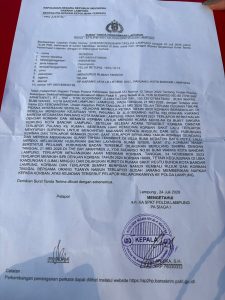 Foto laporan Polisi resmi